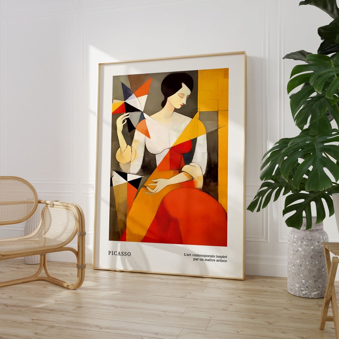 Cubist Seated Woman Holding Pinwheel in Modernist Picasso Style Poster