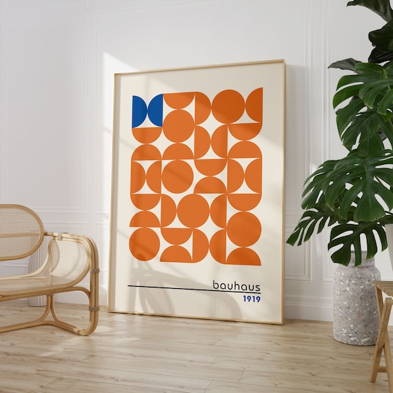 Bauhaus Poster Print Bauhaus Printable Exhibition Poster Geometric Wall Art Mid Century Modern Retro Decor Minimalist Wall Art