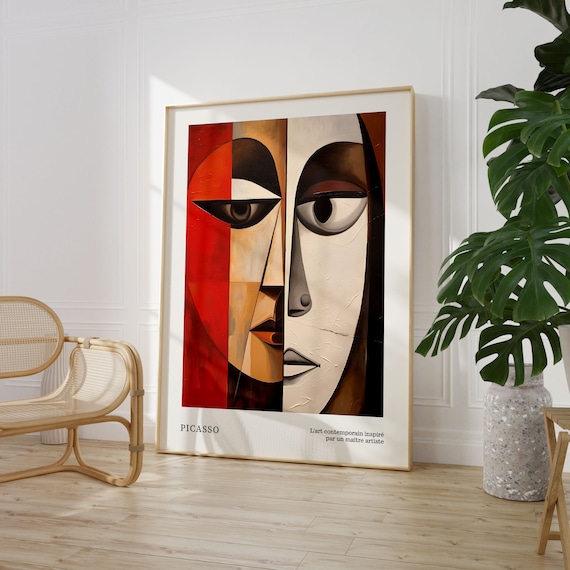Pablo Picasso Wall Art Print Vintage Maximalist Abstract Geometric Faces Poster Famous Artist Print Instant