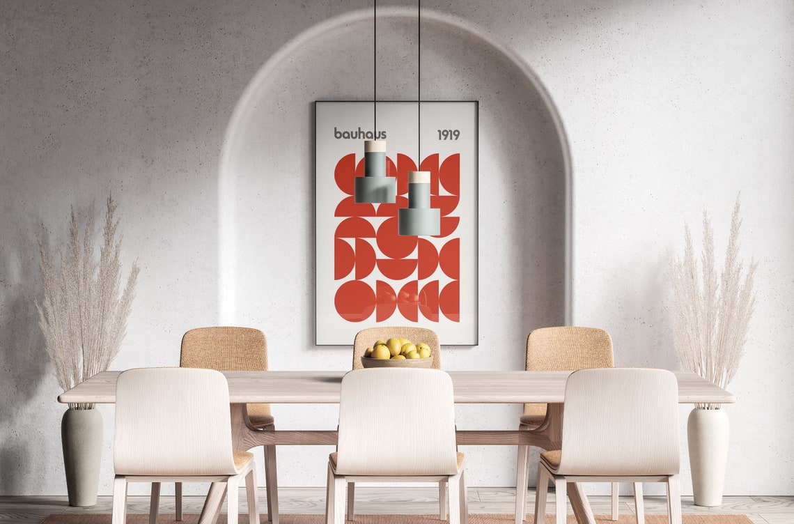 Bauhaus Bright Scarlet Circle Grid 1919 Minimalist Geometric Poster - Image 5
