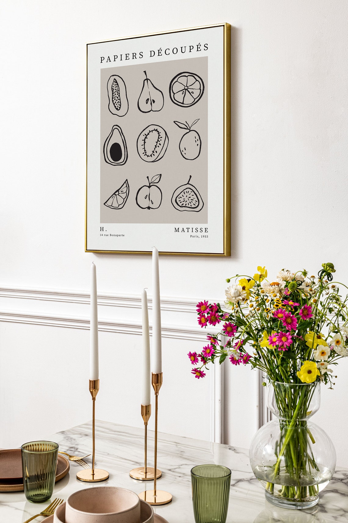 Papiers Decoupes Matisse Fruit Line Art Exhibition Poster Paris 1953 - Image 3