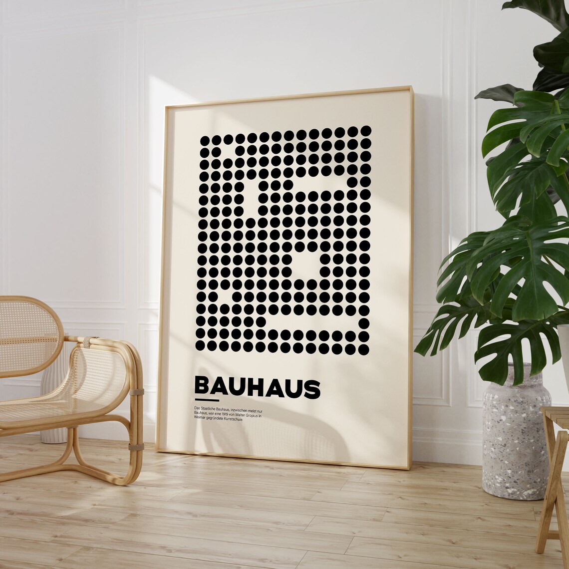 Blackwhite Geometric Bauhaus Poster, Office Decor