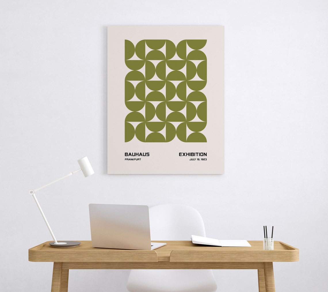 Bauhaus Frankfurt Exhibition Olive Green Circle Grid 1923 Poster - Image 3