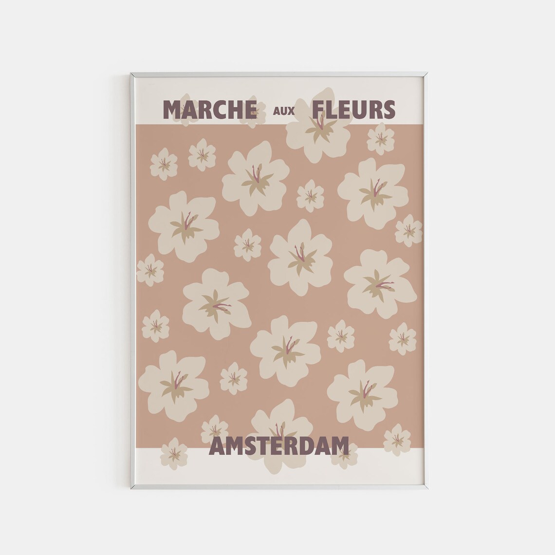 Amsterdam Marche Aux Fleurs Poster Cream Blossoms On Tan Floral Art