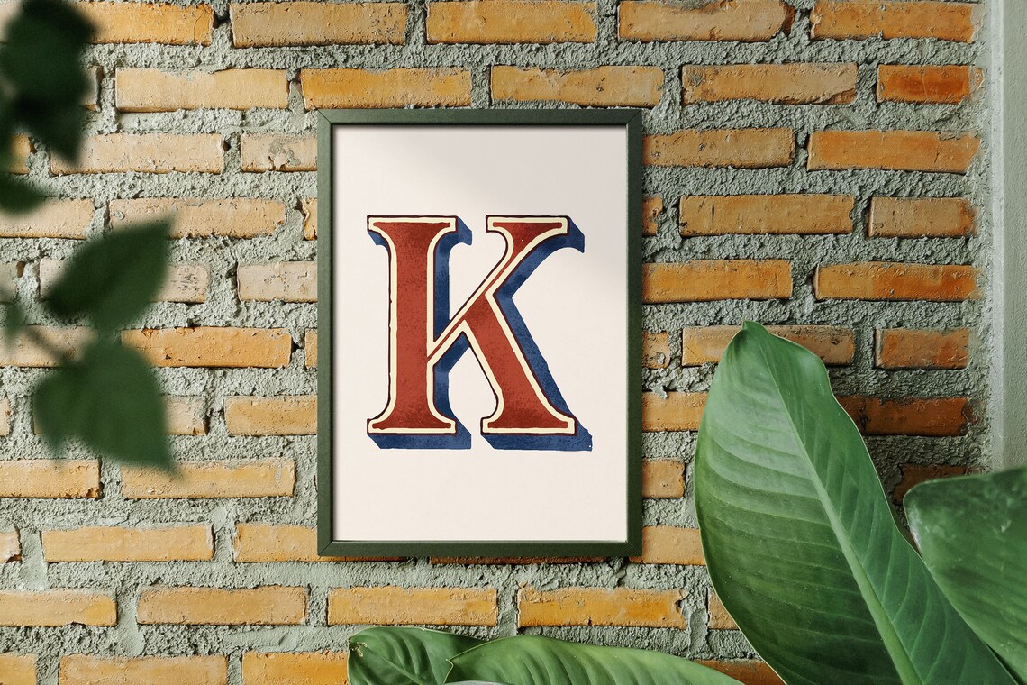 Vintage K Initial Print, Eclectic Typography Poster - Image 5