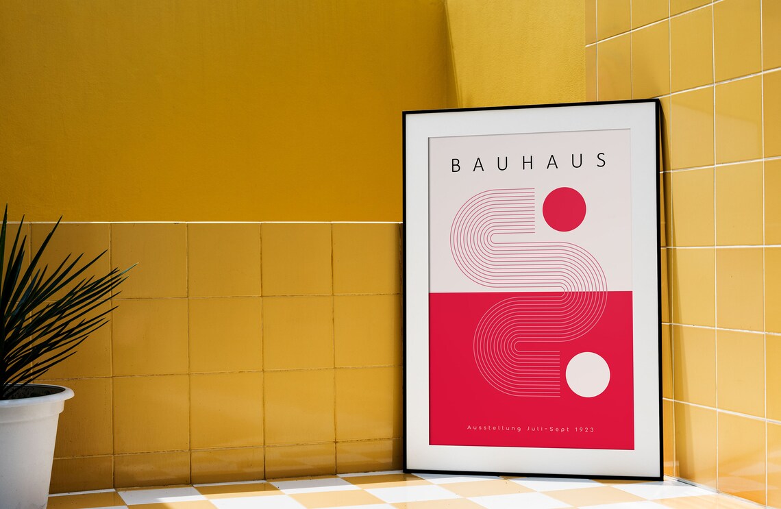 Bauhaus Geometric Exhibition Poster, Mid Century Modern - Image 2