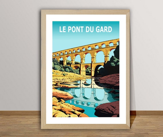 Le Pont Du Gard France Travel Poster By Wed Le Pond Du Gard Poster Cultural Heritage Print Wall Decor Gift Idea