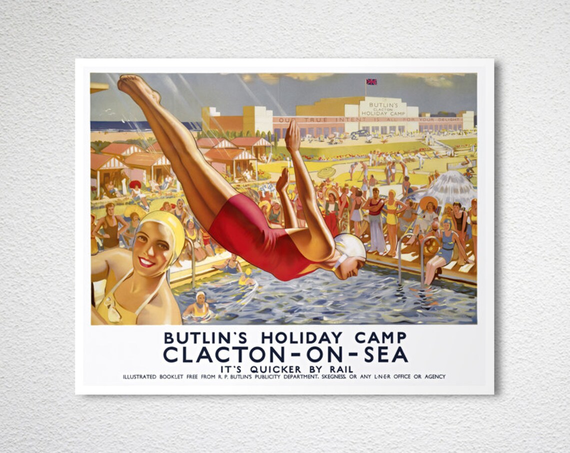 Butlins Holiday Camp Clacton-on-Sea Vintage Travel Poster - Image 2
