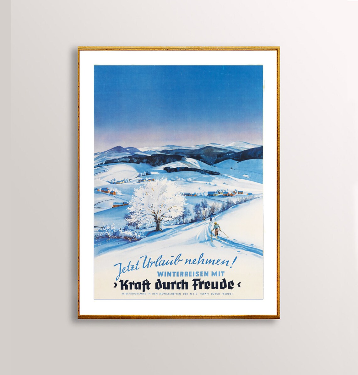 Kraft durch Freude Winterreisen Vintage German Ski Travel Poster - Image 3