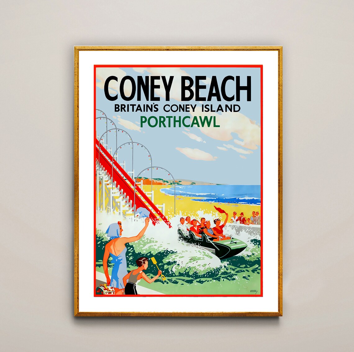 Coney Beach, Porthcawl Vintage Travel Poster - Image 2