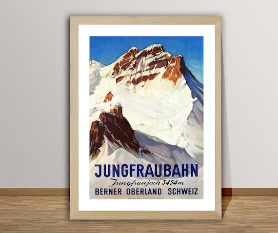 Jungfraubahn Oberland Bernois Suisse Vintage Travel Poster