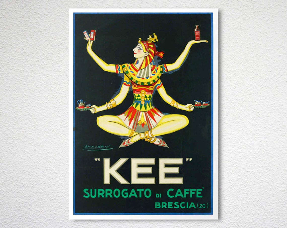 Kee Coffee Substitute Multi Armed Egyptian Woman Vintage Ad Poster - Image 2