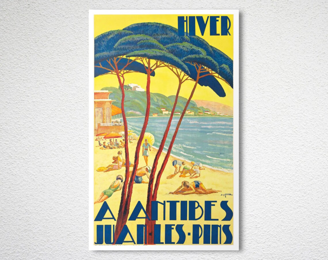 Antibes Juan les Pins Hiver Vintage French Winter Beach Poster - Image 2