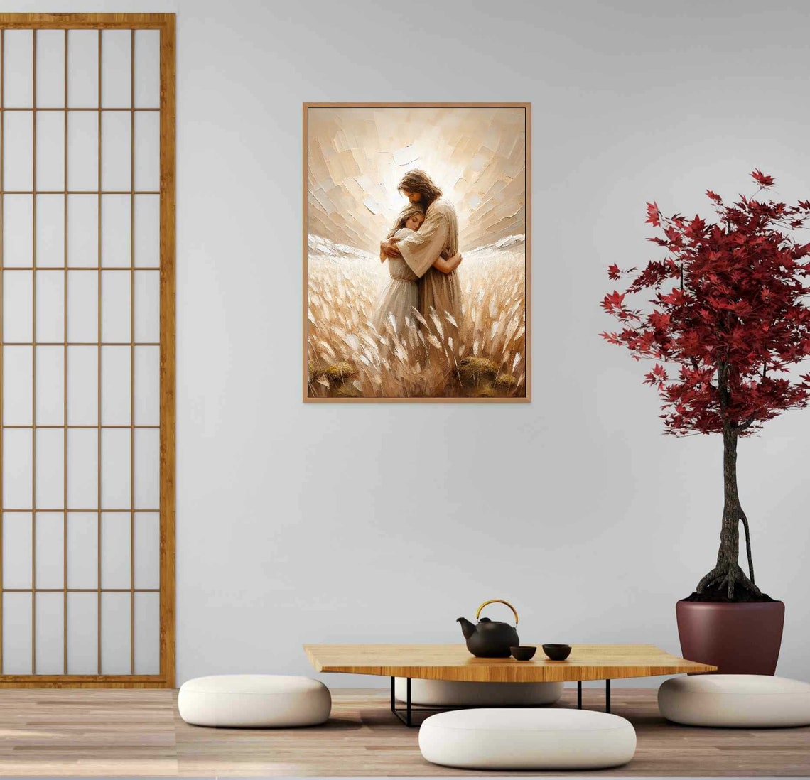 Accept Him Christian Jesus Hugging Girl, Bible Art - Image 5
