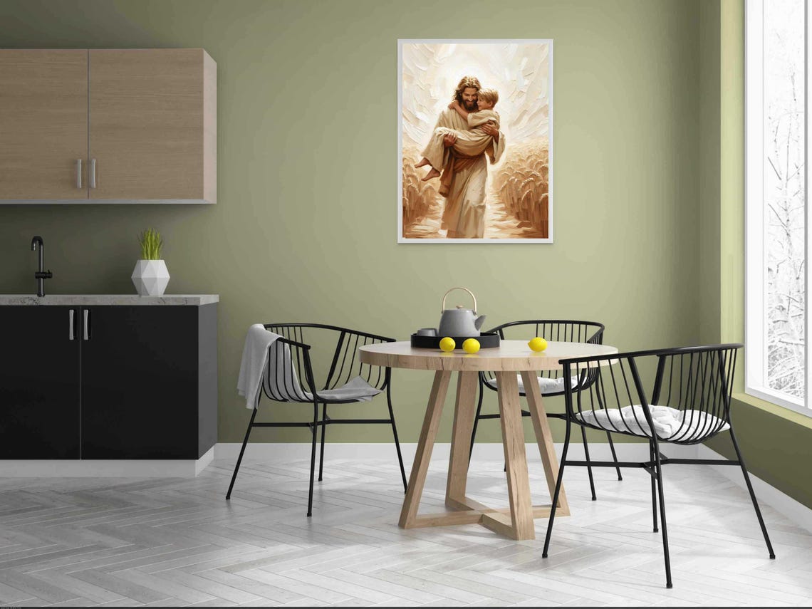 Happy With Him Christian Painting, Jesus With Boy - Image 3