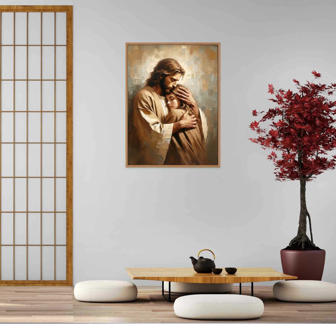 Love Him Jesus Hugging Woman Christian Art - Image 5