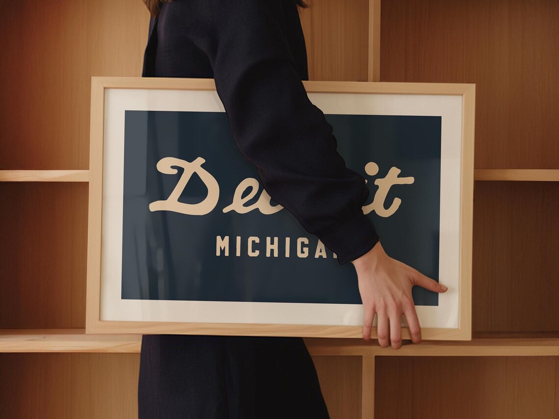 Retro Detroit Michigan Art Print, City Wall Decor - Image 3