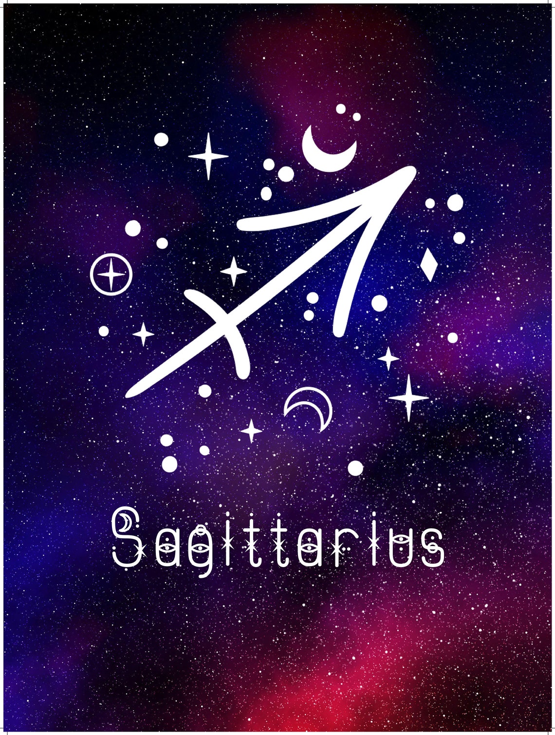 Sagittarius Zodiac Symbol Purple Starry Night Astrology Art Print - Image 3