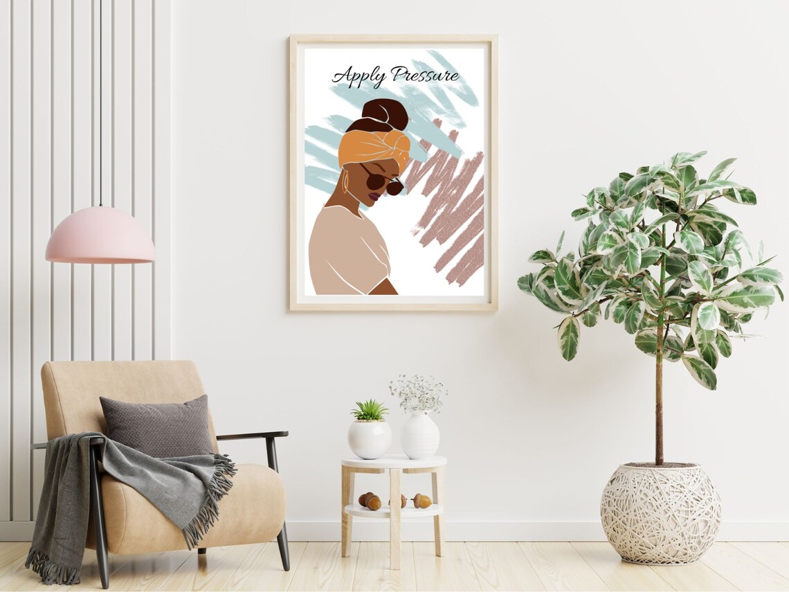 Apply Pressure Quote Woman Headwrap Sunglasses Motivational Poster - Image 4