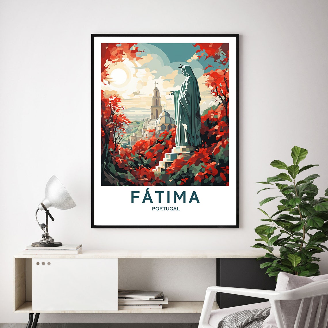 Fatima Portugal Sanctuary Pilgrimage Church Autumn Travel Poster - Image 2
