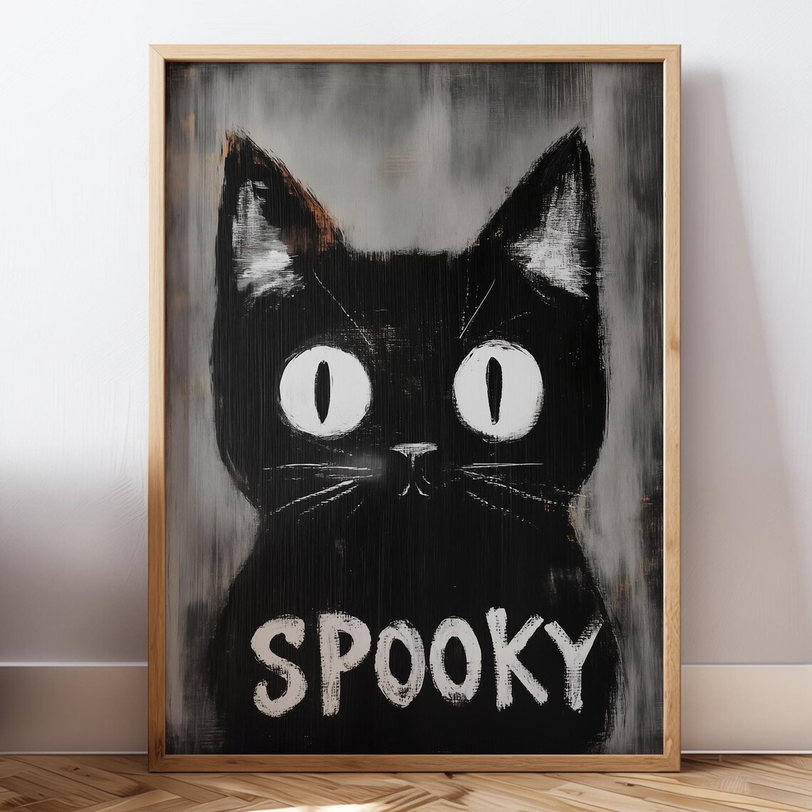 Hand Drawn Halloween Cat, Spooky Dark Academia Print