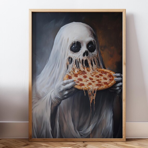 Ghost Halloween Poster, Kitchen Wall Decor