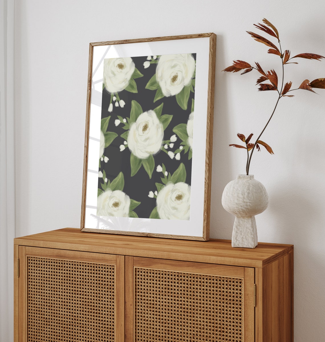 White Peony Flower Art Print Oil Painting Wall Decor Elegant Floral Wall Art Print Moody Flower Painting Vintage Art Print - Image 5