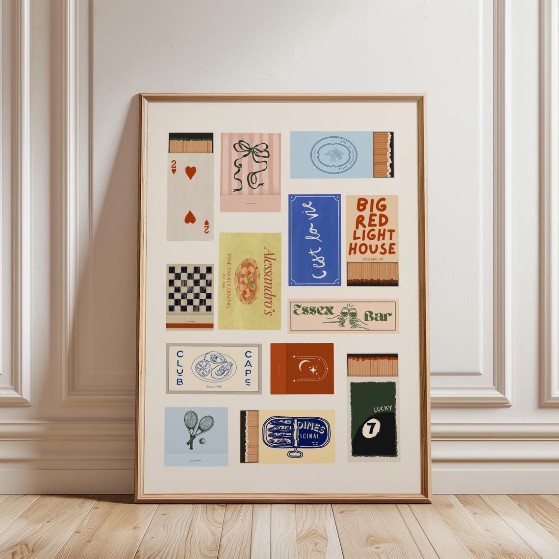 Vintage Matchbook Collage Retro Bar Cafe Logos Framed Decor Poster - Image 3