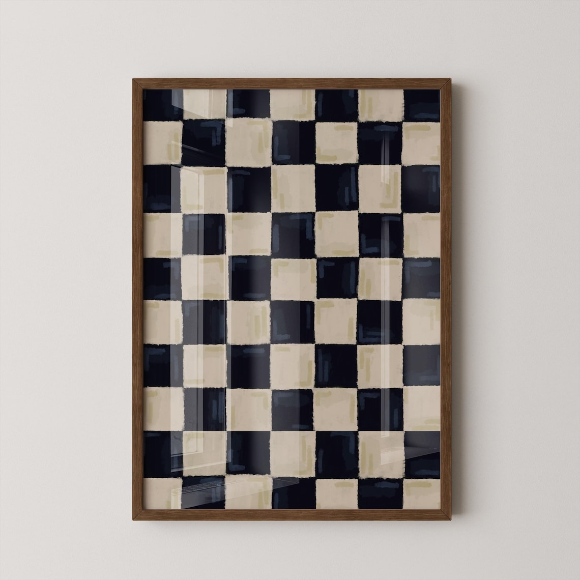 Black and White Checkered Art Print, Retro Abstract - Image 6