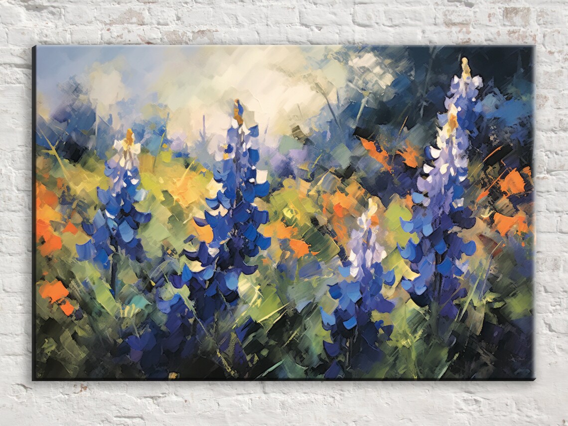 Texas Bluebonnet Spring Wildflower Wall Art Print