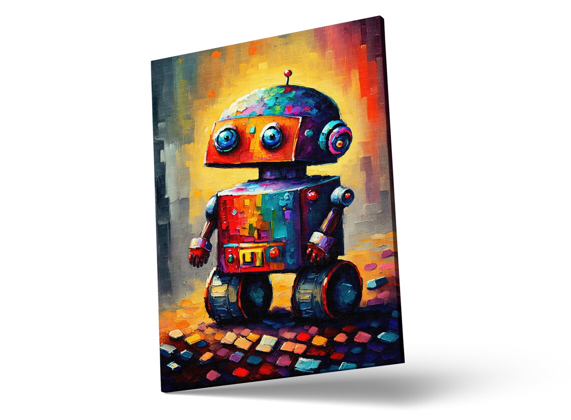 Cute Little Robot Toy Big Eyes Kids Room Colorful Playful Poster - Image 4