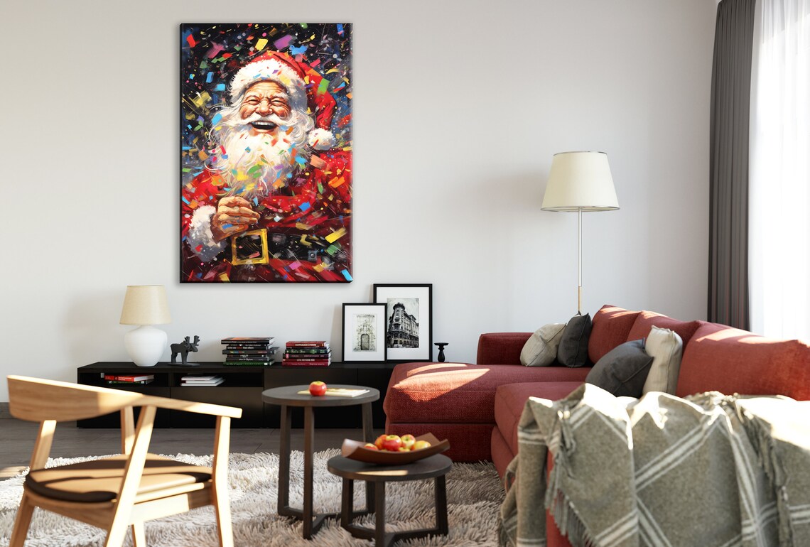 Santa Claus Festive Christmas Portrait Art Print - Image 3