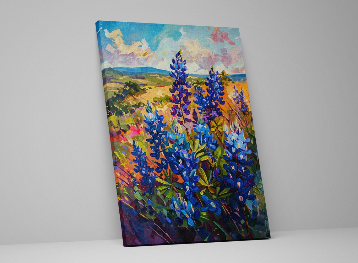 Texas Country Bluebonnet Meadow Wall Decor Art Print - Image 5