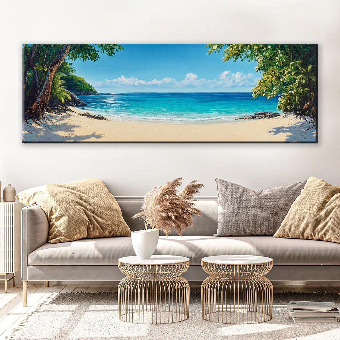 Ocean View Beach Landscape Panoramic Art Print - Image 4
