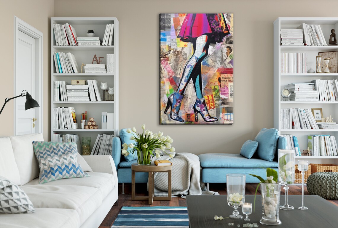 Womans Legs Painted High Heels Pop Art Collage Fashion Poster - Image 2