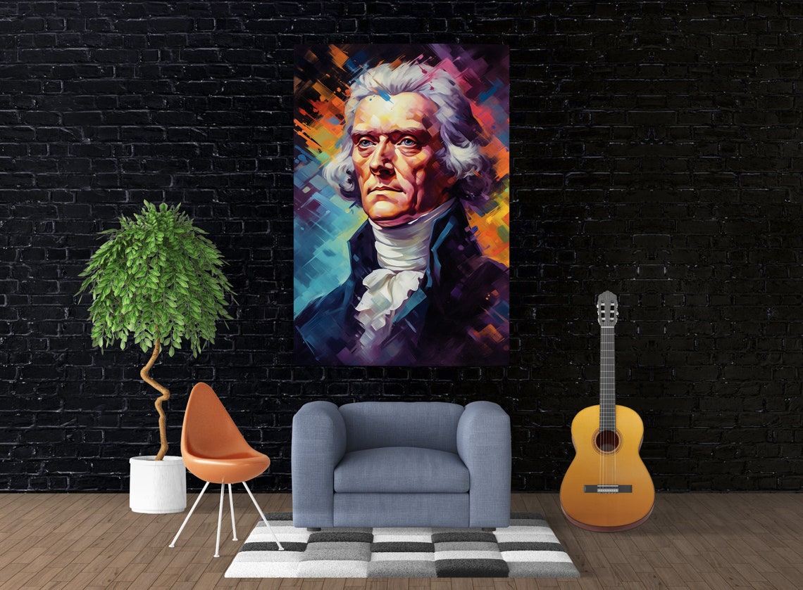 Thomas Jefferson Founding Father Portrait Colorful History Art Poster - Image 2
