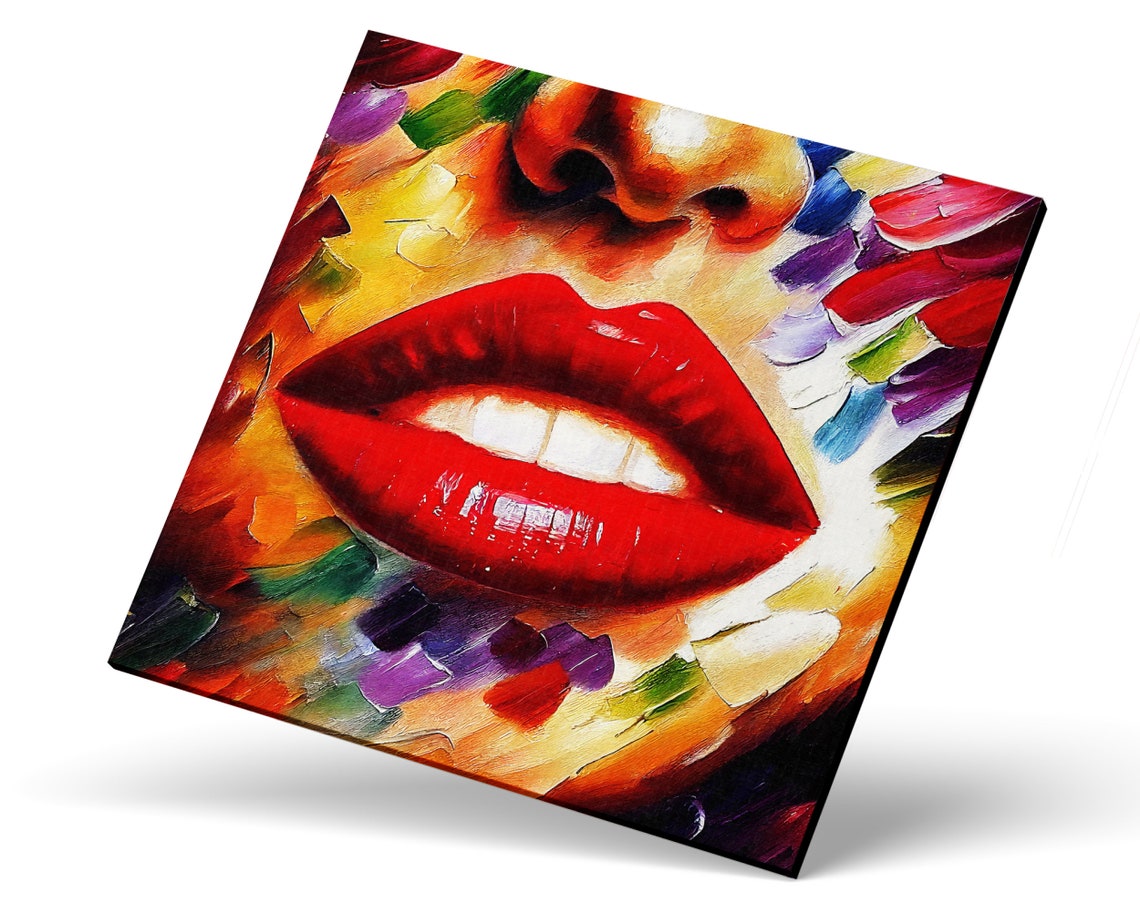 Red Lips Glamorous Glossy Close Up Bold Color Modern Beauty Poster - Image 3