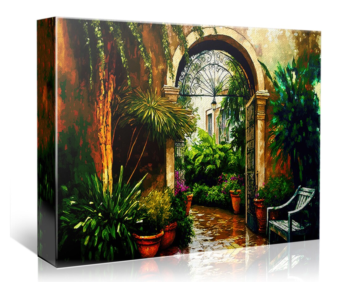 New Orleans Courtyard Cityscape, French Quarter Art Print - Image 4