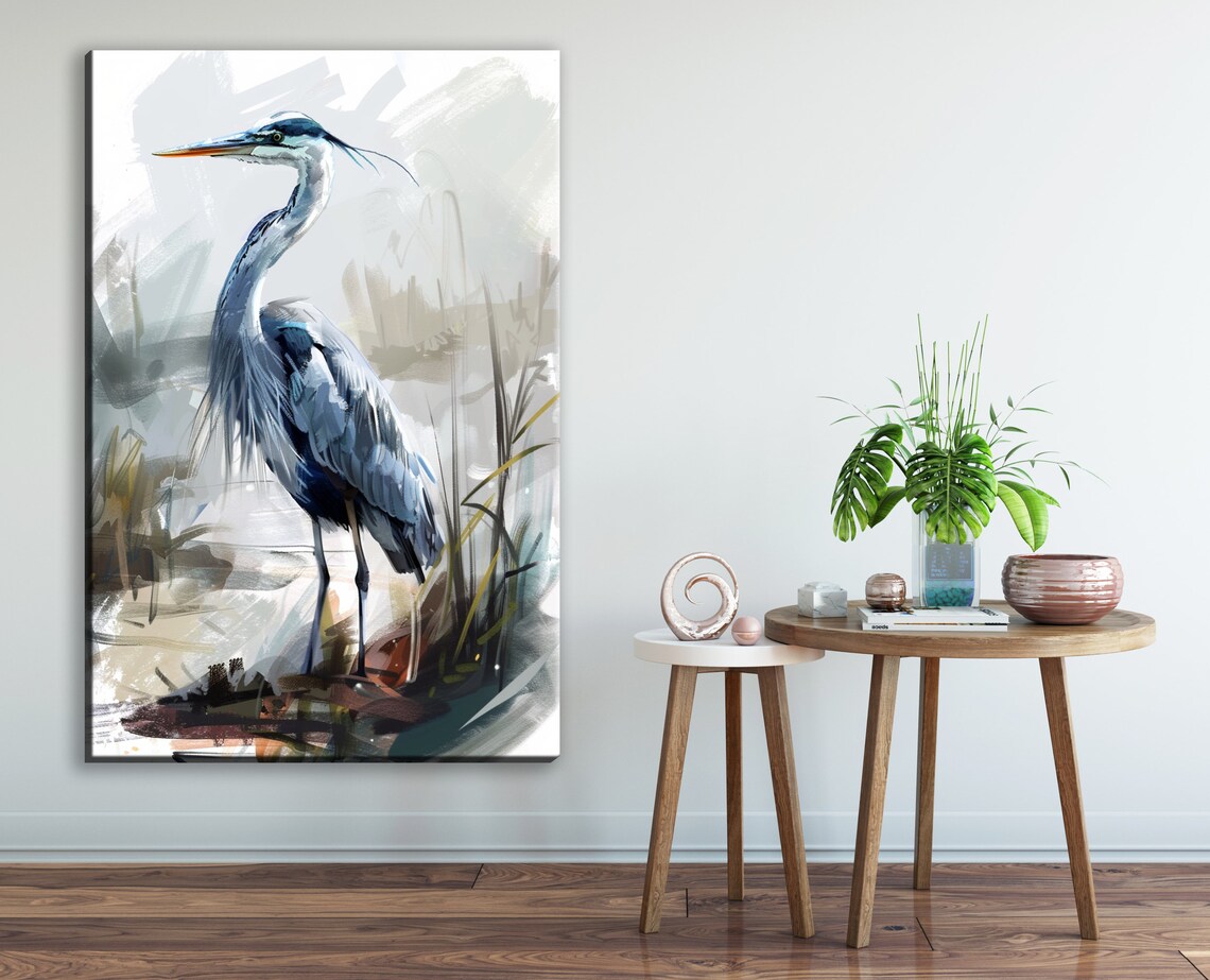 Blue Heron Lake Minimal Design Wall Art Print - Image 2