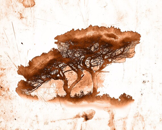 Tree Art, Rustic Landscape Design Print