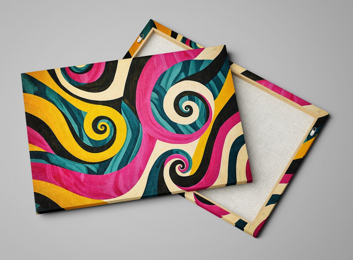 Modern Pop Art Pattern Painting Bold Colors Gicle Print On Gallery Wrapped Artist Ready To Hang Available In Extra Large Sizes - Image 4