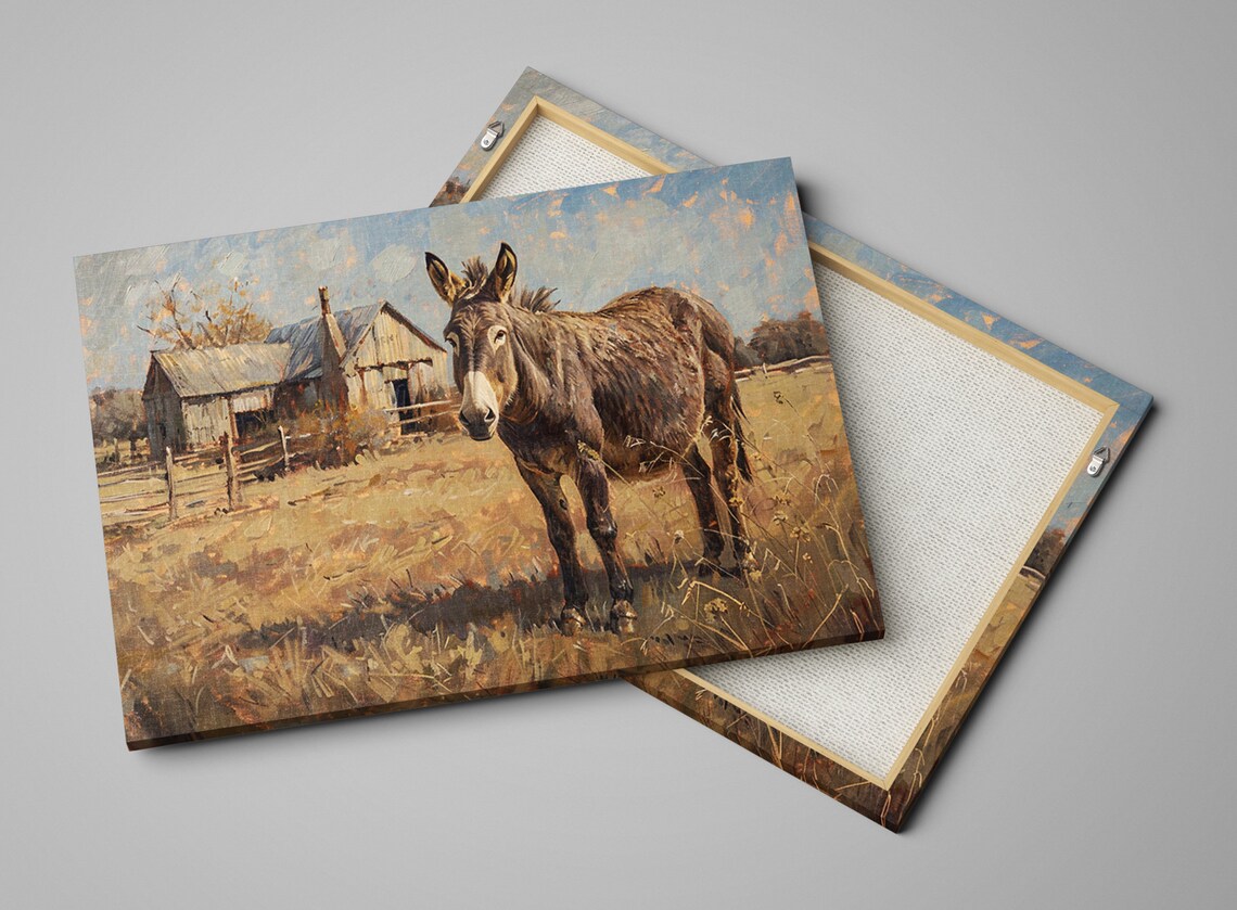 Texan Farm Donkey Rustic Western Wall Art Print - Image 3