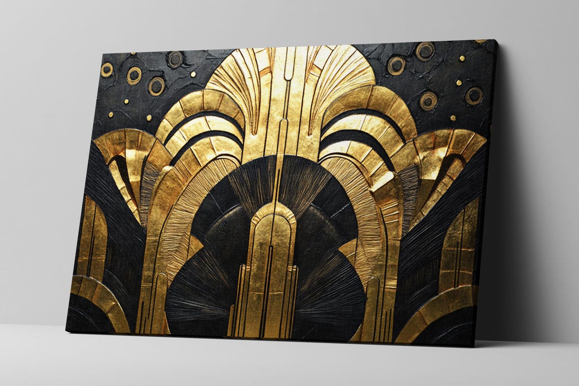 Black And Gold Art Deco Geometric Sunburst Elegant Modern Wall Poster - Image 2