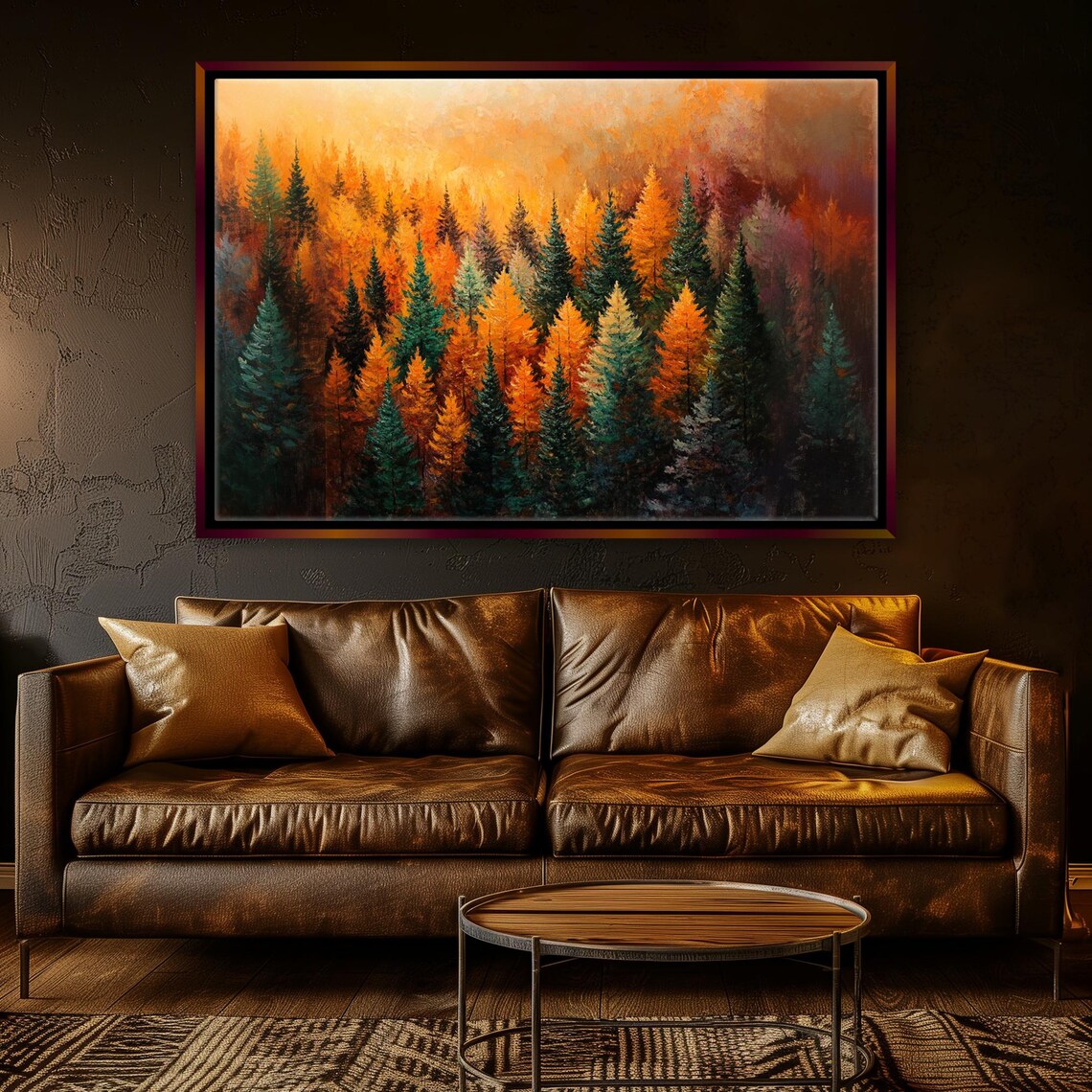 Fall Forest Art Print, Vibrant Orange And Green - Image 5