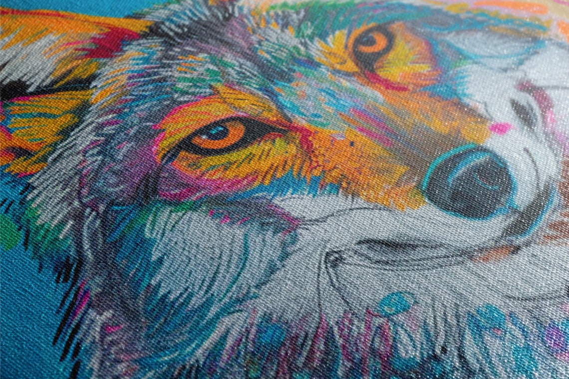 Bold Modern Coyote Neon Pop Art Gicle Print On Gallery Wrapped Artist Ready To Hang Available In Extra Large Sizes - Image 2