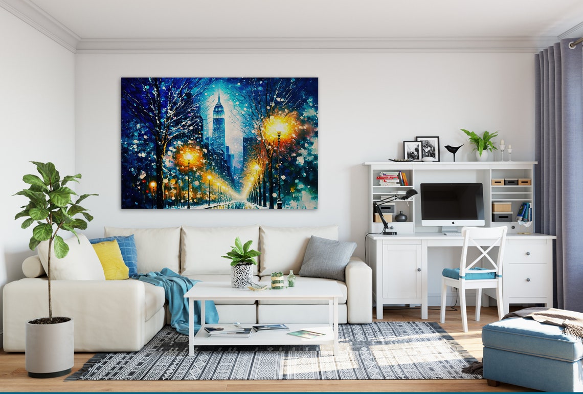 New York City Winter Night Empire State Building Snowfall Poster - Image 3