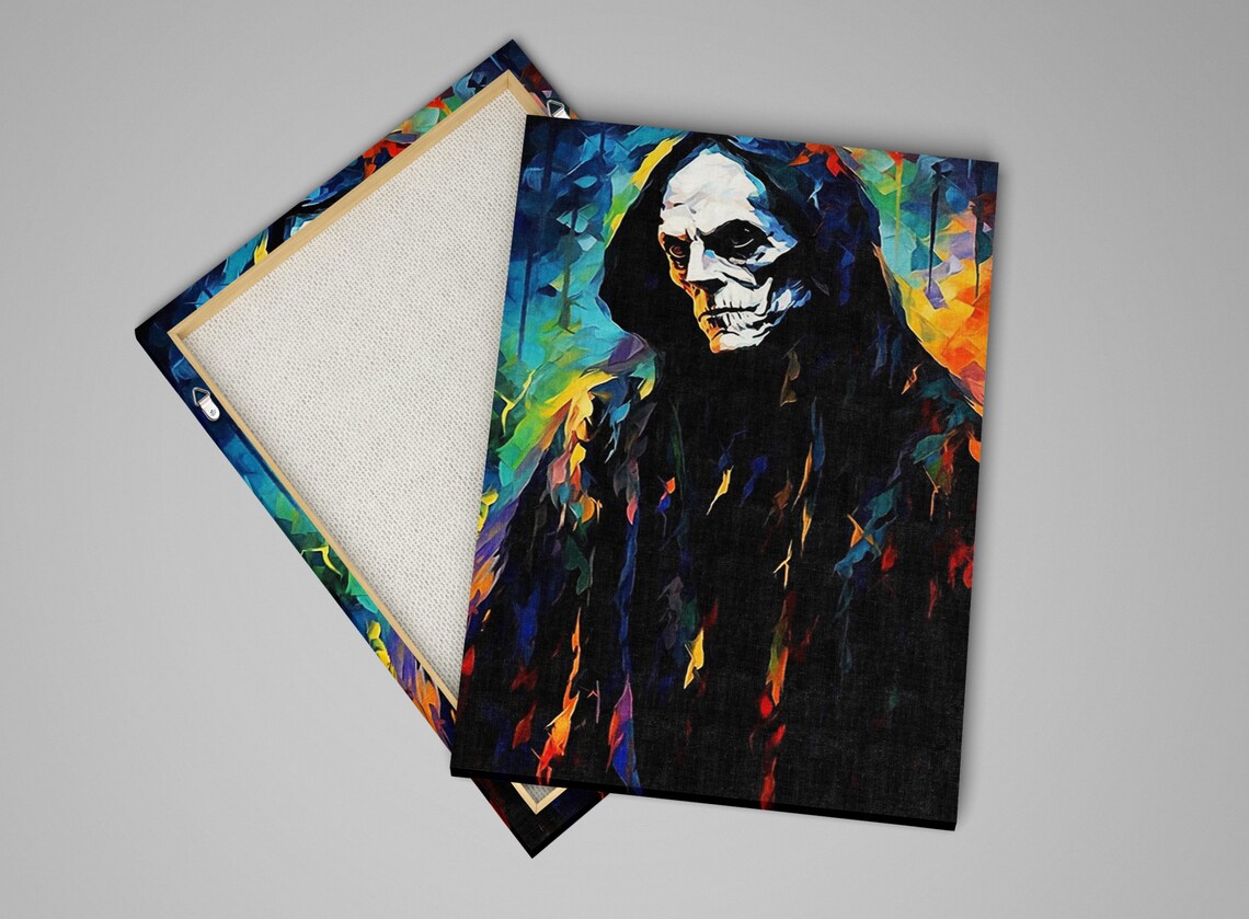Dark Spooky Hooded Ghoul Skull Face Halloween Horror Art Poster - Image 4