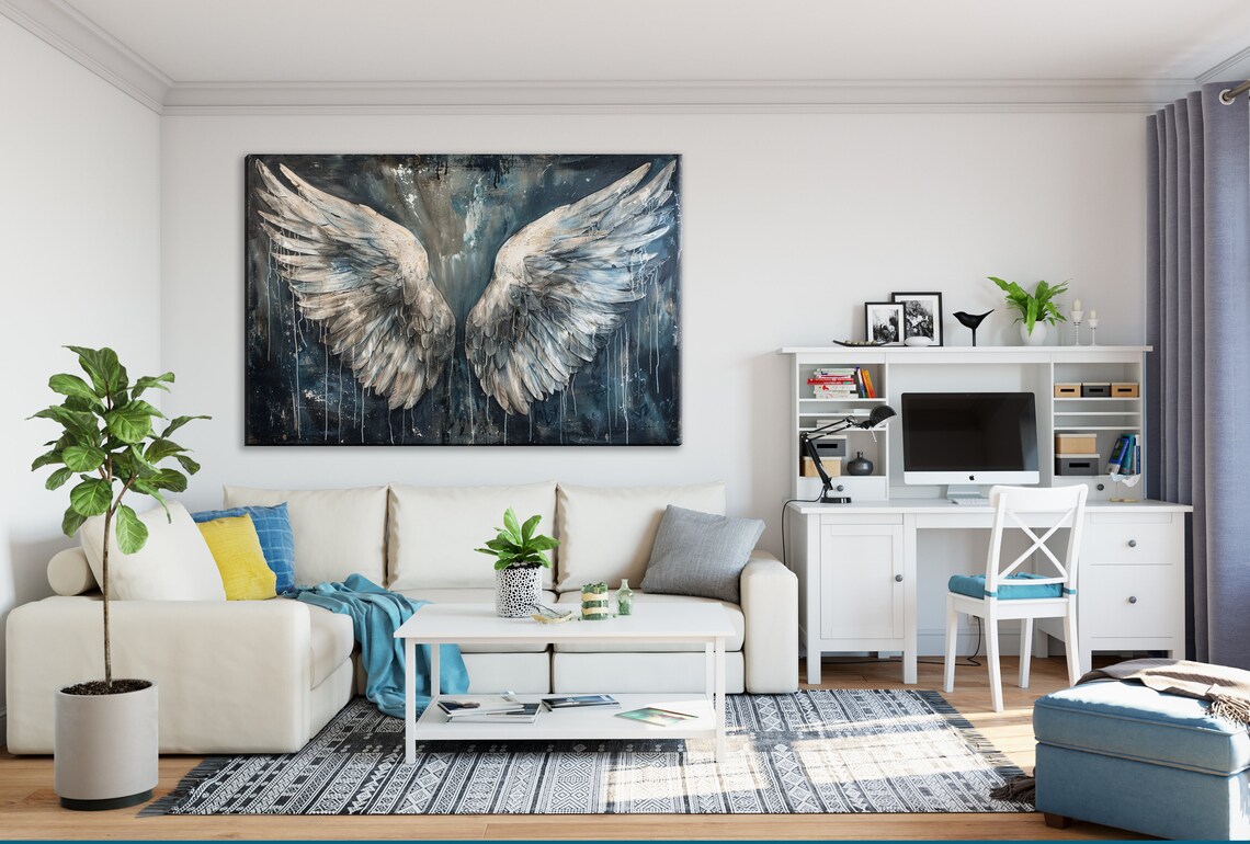 Feathered Angel Wings Spraypaint Style Art Print - Image 2
