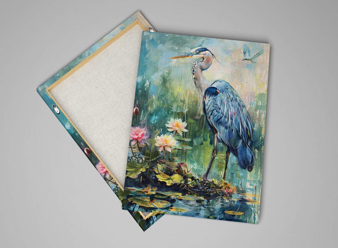 Blue Heron Wetland Sanctuary, Marsh Flowers Art Print - Image 4