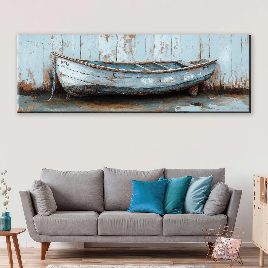 Rustic Boat Vintage Coastal Poster, Horizontal - Image 4